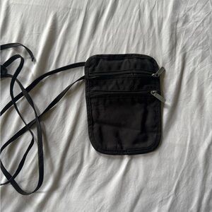 Men's Black Travel Neck Pouch Crossbody Bag